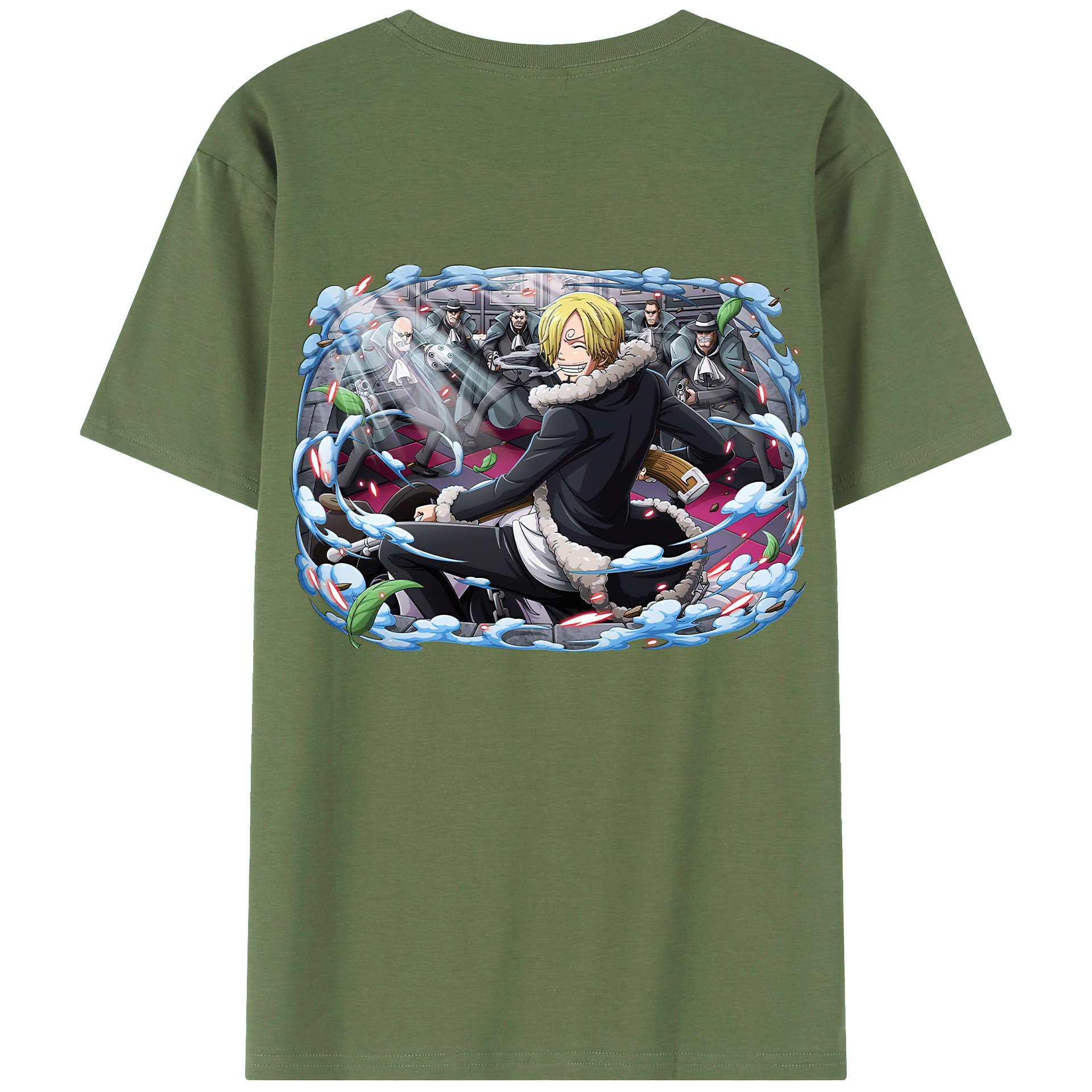 （画像用） ワンピース サンジ ONE PIECE Sanji 綿100％ メンズ半袖Tシャツ（バックプリント） 通気性